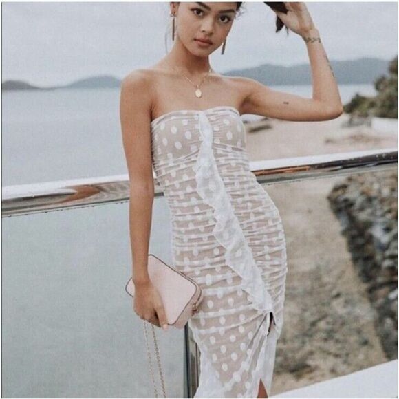 Majorelle White Mesh Dot Lace Bodycon Brady Dress Revolve NWT Sz XS - Picture 2 of 14